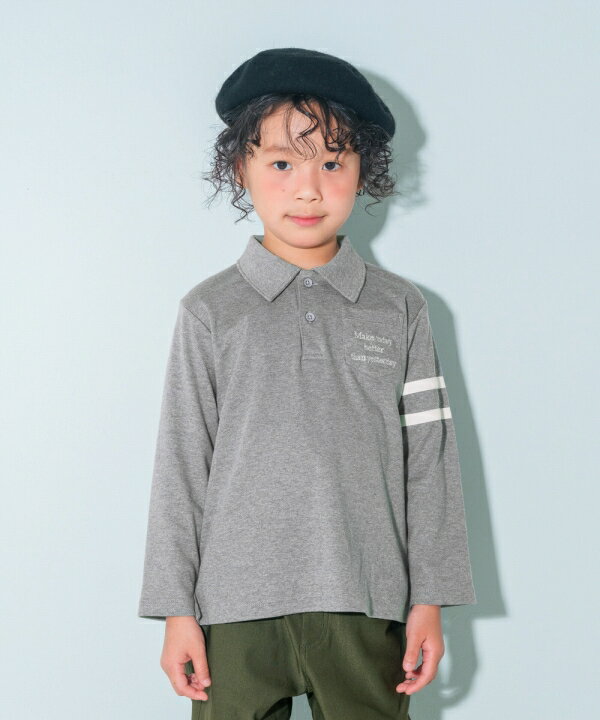 子供服 男の子 Tシャツ 秋冬 長袖 綿100％ 子ども服 こども キッズ ジュニア ベビー コットン 襟付き ロゴ ブラック 杢グレー 90cm 100cm 110cm 120cm 130cm 140cm 150cm 160cm 2歳 3歳 4歳 5歳 6歳 7歳 8歳 9歳 10歳 11歳 12歳 13歳 むーのんのん moononnonのサムネイル