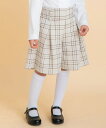 子供服 女の子 キュロット 春夏 膝丈 子ども服 こども キッズ ジュニア スクール キッズ服 チェック柄 飾りボタン キュロットパンツ ネイビー ベージュ 120cm 130cm 140cm 150cm 160cm 6歳 7歳 8歳 9歳 10歳 11歳 12歳 13歳 【むーのんのん moononnon】