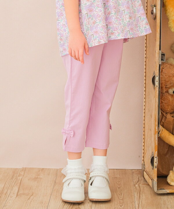 子供服 女の子 パンツ 春夏 ハーフパンツ こども服 子ども服 トドラー キッズ ジュニア 音符 ロゴ 七分丈 ズボン ストレッチ リボン パープル ブルー 100cm 110cm 120cm 130cm 140cm 150cm 3歳 4歳 5歳 6歳 7歳 8歳 9歳 10歳 11歳 12歳 【むーのんのん moononnon】のサムネイル