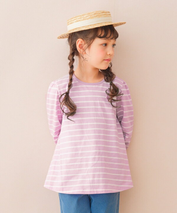 【クリアランスセール 57%OFF】子供服 女の子 Tシャツ 春夏 長袖 お出かけ こども服 子ども服 普段着 通学着 トドラー キッズ ジュニア ティーシャツ リボン ボーダー 110cm 120cm 130cm 140cm 150cm むーのんのん moononnon