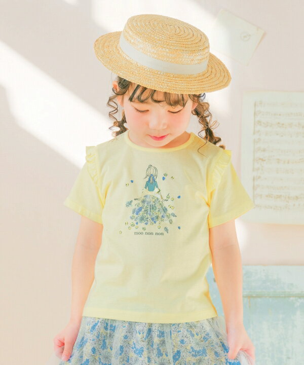 子供服 女の子 Tシャツ 春夏 半袖 子ども服 こども キッズ ベビー 綿100％ コットン 花 ロゴ 女の子プリント フリル袖 カットソー イエロー パープル 80cm 90cm 100cm 110cm 120cm 130cm 140cm 1歳 2歳 3歳 4歳 5歳 6歳 7歳 8歳 9歳 10歳 11歳 