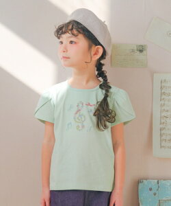 【クリアランスセール 61%OFF】子供服 女の子 Tシャツ 夏服 半袖 こども 子ども ベビー キッズ 綿100% コットン 音符 花刺繍 チューリップ袖 80cm 90cm 100cm 110cm 120cm 130cm 140cm 150cm 160cm むーのんのん moononnon