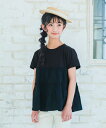 【クリアランスセール 63%OFF】子供服 女の子 Tシャツ 夏服 半袖 子ども服 キッズ ジュニア 無地 フリル 切り替え 異素材 Aライン ギャザー 半そで ブラック ブルー 100cm 110cm 120cm 130cm 140cm 150cm 160cm 【むーのんのん moononnon】