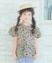 【クリアランスセール 59%OFF】子供服 女の子 Tシャツ ブラウス 夏服 半袖 子ども服 こども 子ども こども服 キッズ ジュニア 花柄 リボン 取り外し フリル バルーン袖 ブルー 120cm 130cm 140cm 150cm 160cm 【むーのんのん moononnon】