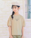 【送料無料】子供服 女の子 Tシャツ 春夏 半袖 子ども服 こども こども服 キッズ ジュニア 綿100％ コットン ロゴ プリント Aライン 5分袖 オフホワイト ベージュ 120cm 130cm 140cm 150cm 160cm 6歳 7歳 8歳 9歳 10歳 11歳 12歳 13歳 【むーのんのん moononnon】