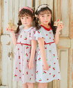 子供服 女の子 ワンピース ジャンパースカート 夏服 半袖 子ども服 こども キッズ ベビー セミフォーマル 発表会 結婚式 襟付き さくらんぼ プリント ギャ...