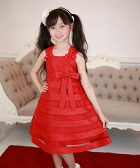 子供服女の子フォーマルドレス発表会結婚式ノースリーブチュールタックドレスオフホワイトピンクレッド100cm110cm120cm130cm140cm150cm【むーのんのんMOONONNON】