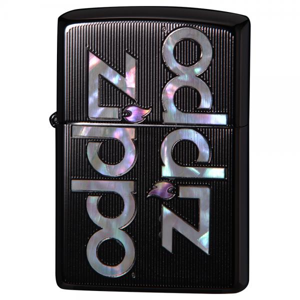送料無料メール便 ジッポー オイルライター SHELL INLAY ZIPPO LOGO/ブラックチタン 両面エッチング 貝貼り 2TIBK-LOGO