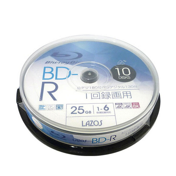 ̵᡼ BD-R ֥롼쥤ǥ 25GB CPRMб 6® ۥ磻ȥ졼٥ 10 Lazos L-B10P/2662x1