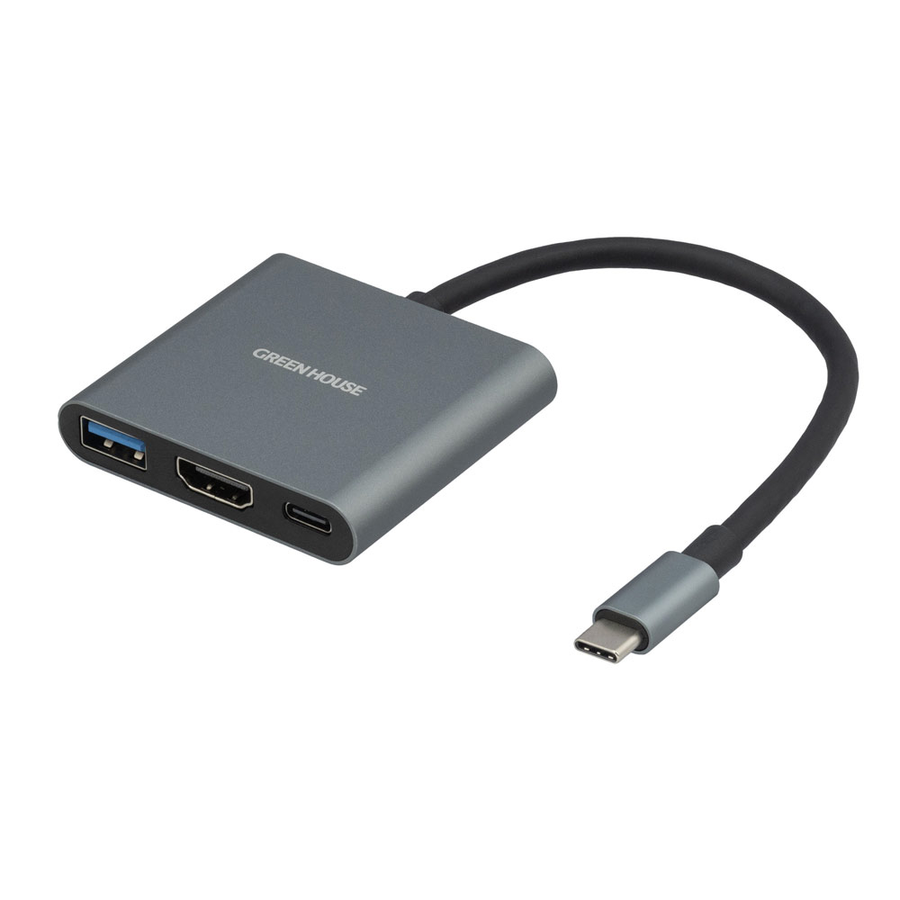 ドッキングステーション 3in1 USBType-C 4K 映像出力 iPad Pro Nintendo Switch対応 グリーンハウス GH-MHC3A-SV/4326