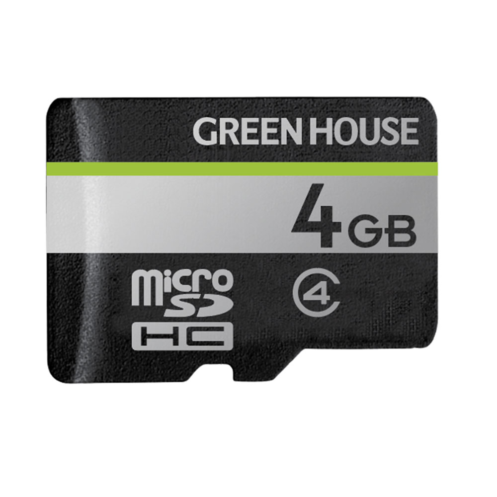 送料無料メール便 マイクロSDカード microSDHC 4GB 4ギガ SD変換アダプタ付き ケース付き グリーンハウス GH-SDM-D4G/8042