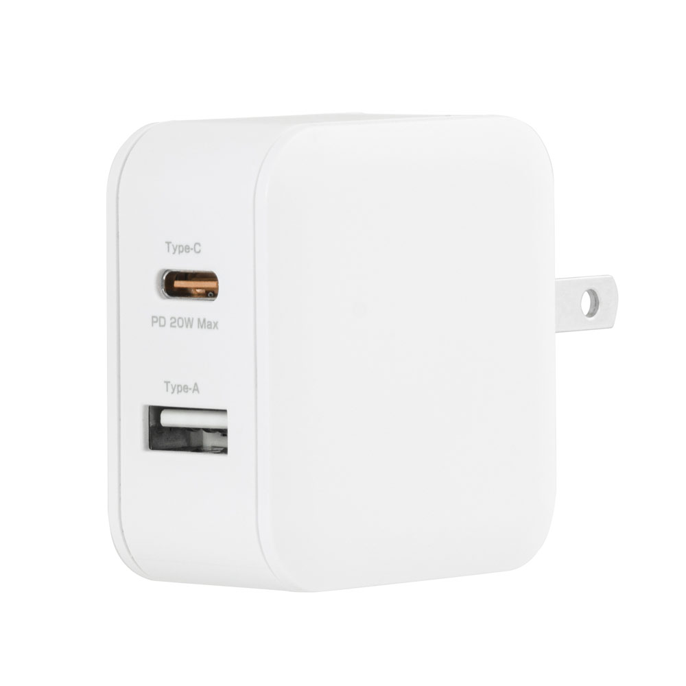 AC-USBアダプタ AC-USB充電器 C+Aポート PD20W対応 グリーンハウス ホワイト GH-ACU2PBC-WH/9773x1台