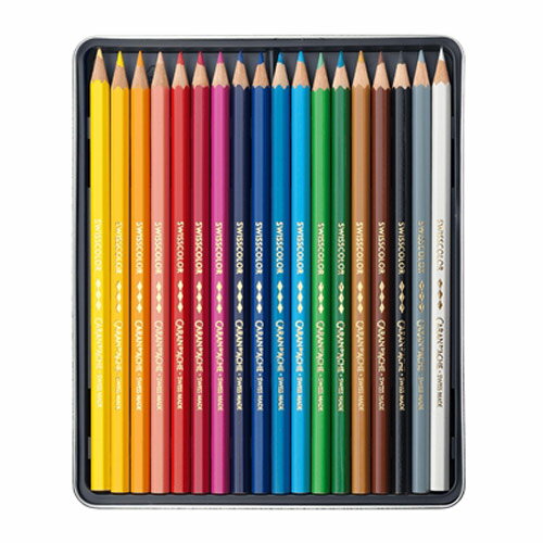 送料無料メール便 色鉛筆 油性 カランダッシュ スイスカラー 18色 メタル缶 1284-718/2575 ポイント消化