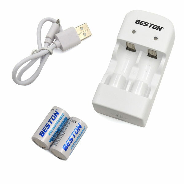 送料無料メール便 CR123A 2個付き USB充電器(CR2 CR123A兼用 充電器）3211x3台セット/卸　ポイント消化