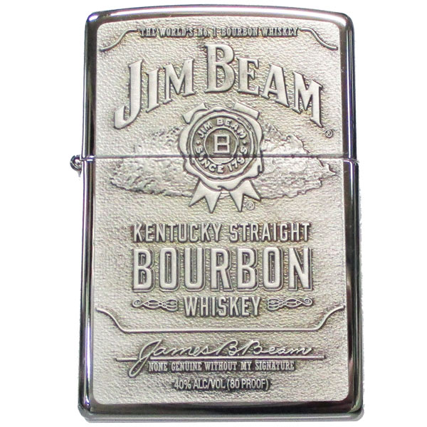 ペア zippo 送料無料　ジッポー オイルライター ジムビーム バーボン ウイスキー JIM BEAM 250JB928&ギフトボックスセット（オイル＋フリント+BOX）