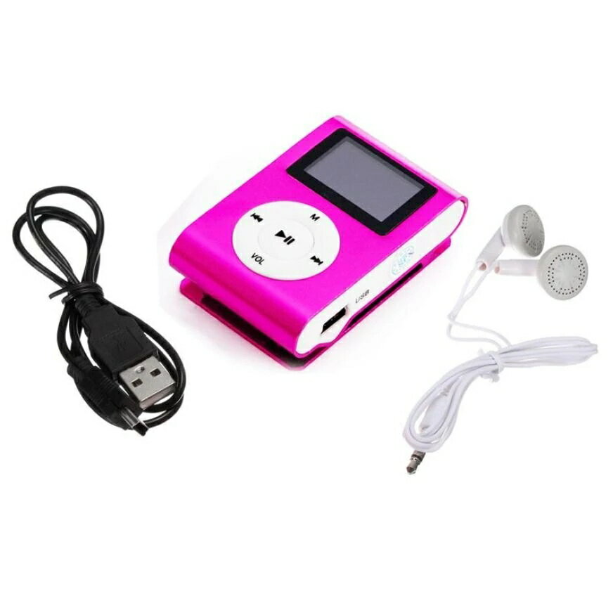 MP3プレーヤーアルミFMラジオLCDスクリーン付きクリップmicroSD式MP3プレイヤーブラックx1台