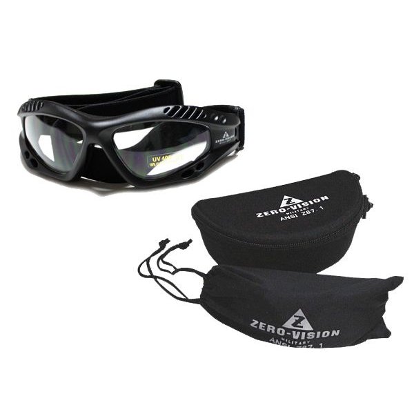 送料無料(北海道沖縄離島除く)ゴーグル タクティカルゴーグル サバゲー ミリタリー ゼロビジョン ANSI Z87.1 ZV-101BK-CL