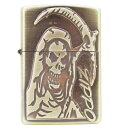 ペア zippo 送料無料メール便 ジッポー オイルライター 復刻プレート 真鍮古美 Grim Reaper 死神 2BSM-DET ポイント消化