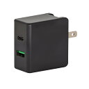 送料無料メール便 AC-USBアダプタ 2ポート PD対応 USBCケーブル1m 18W出力対応 USB Power Delivery対応 グリーンハウス ブラック GH-ACU2PA-BK/7794 箱破棄