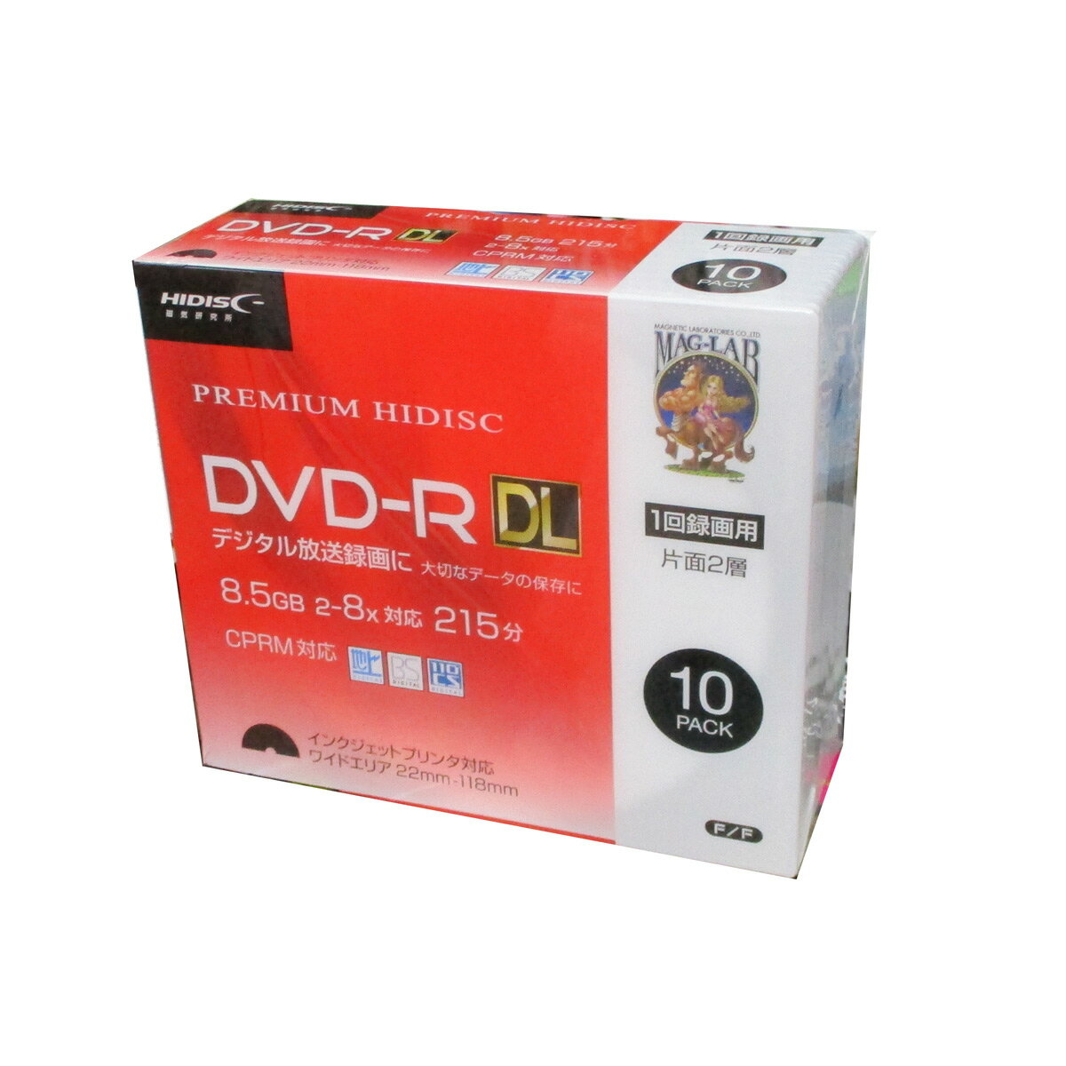 送料無料（沖縄離島除く）DVD-R DL 録画用 片面2層 8.5GB 10枚 8倍速 CPRM対応 10枚 スリムケース入り HIDISC HDDR21JCP10SC/0537x2個セット/卸