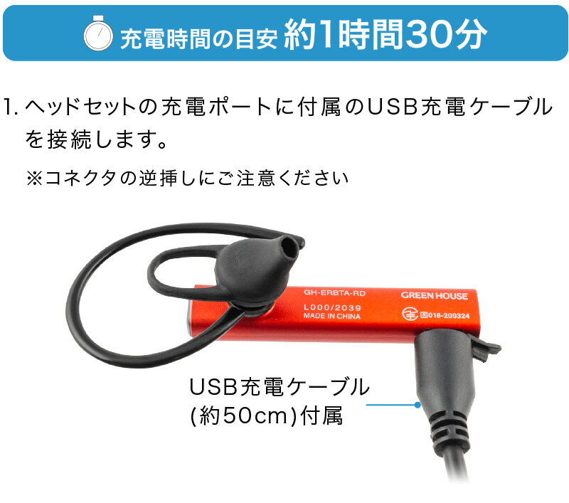 ヘッドセット Bluetooth対応 イヤホン マイク付き テレワーク グリーンハウス グレー GH-ERBTA-GY/5164x1台