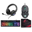 送料無料(沖縄離島除く)ゲーミングデバイスセット マウス キーボード ヘッドセット マウスパッド 有線 ゲーム エントリーモデル グリーンハウス GH-GMSETA/1578 代金引換便不可 単品配送(2)