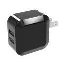 送料無料メール便 箱開封発送 AC-USBアダプタ AC-USB充電器 2ポート 2.4Ah スマートIC ブラック グリーンハウス/GH-ACU2H-BK/2...
