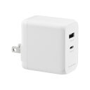 AC-USBアダプタ AC-USB充電器 2ポート Type-A&C GaN 65W グリーンハウス GH-ACU2GDC-WH/3169