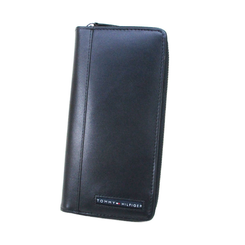 Rakuten - 送料無料 トミーヒルフィガー 牛革 ラウンドファスナー 長財布 小銭入れ付 CAMBRIDGE 13X025BK/0661