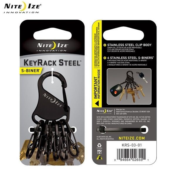 送料無料メール便 ナイトアイズ キーホルダー キーラックスティール エスビナー ブラック/KRS-03-01/6551　ポイント消化