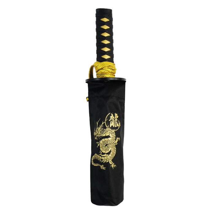Unisex - 刀傘 折りたたみ傘 和傘 侍 忍者 武士 折り畳み戦国傘 WAKIZASHI サントス 龍 金 JK-160-01/0769x1本