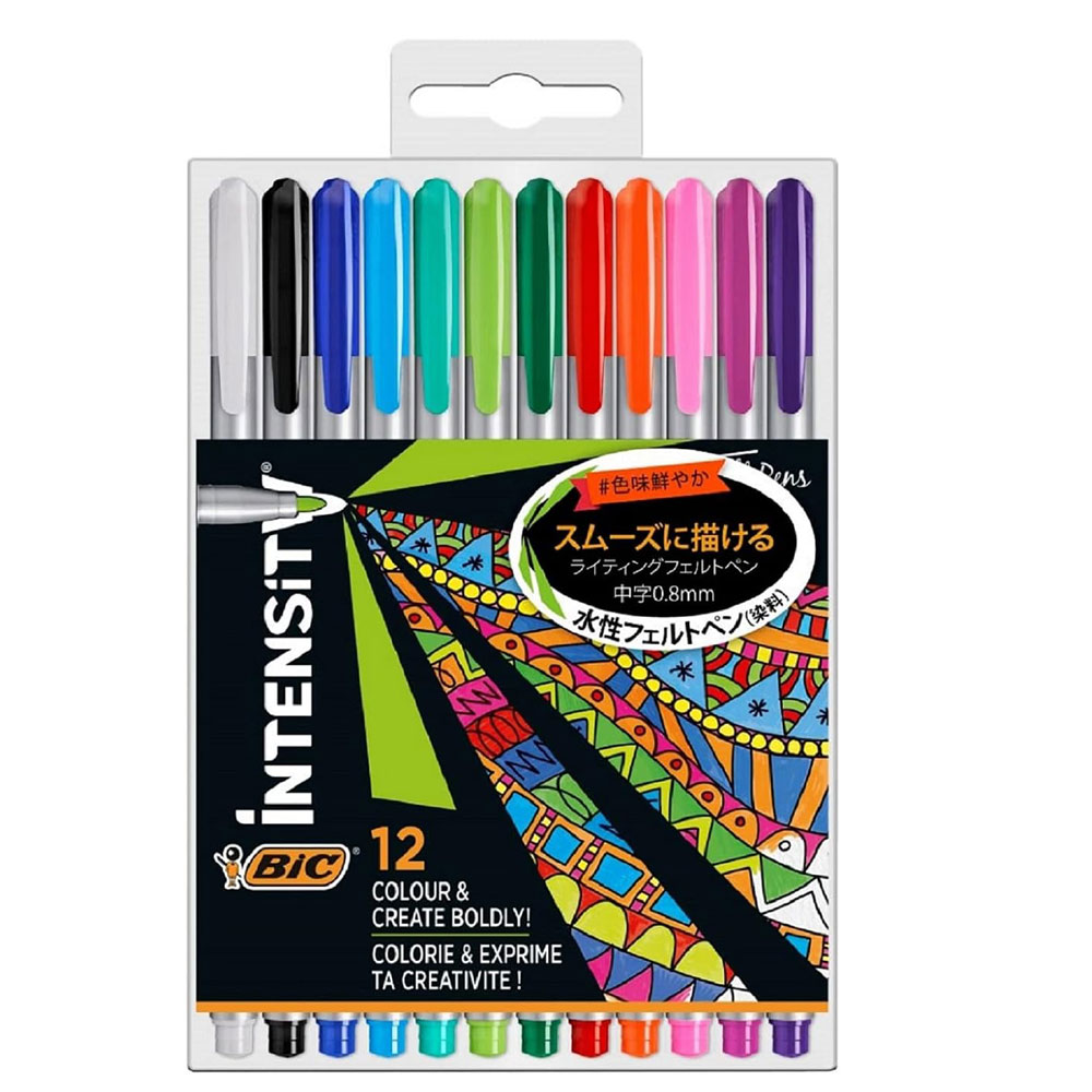 送料無料（北海道沖縄離島除く）水性ペン フェルトペン 0.8mm 中字 12色 BIC ビック Intensity インテンシティ ITS-FEPMDPK12/1356x1個