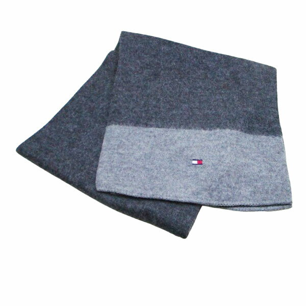 送料無料(沖縄離島除く)トミー ヒルフィガー マフラー ロングサイズ 約180x25cm メンズ ツートンカラー グレー フリンジ無し