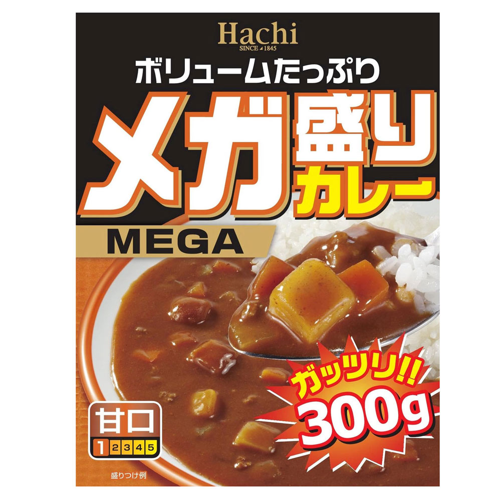 送料無料(北海道沖縄離島除く)レトルトカレー メガ盛り 甘口 ハチ食品 ガッツリ!!300g/2597x20食セット/卸
