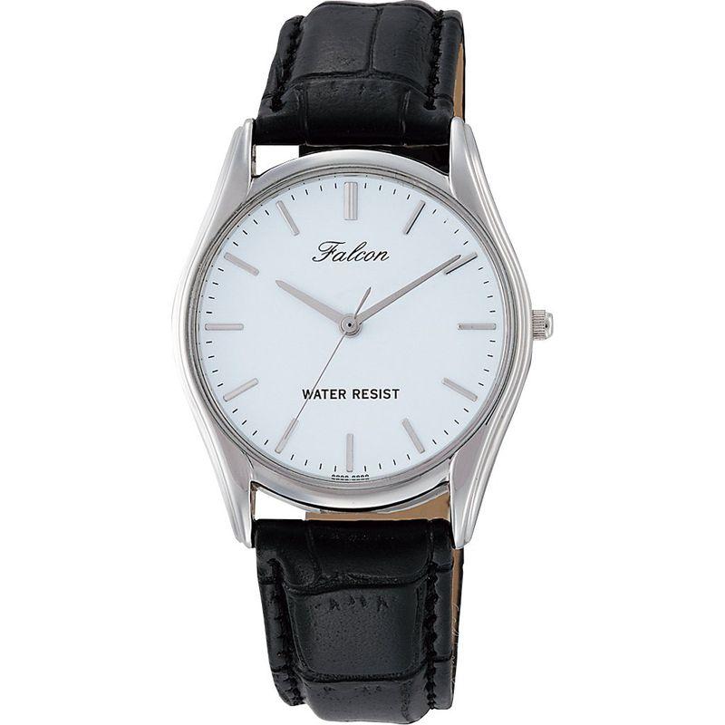 シチズン ファルコン 腕時計 日本製ムーブメント 革ベルト ホワイト/ブラック メンズ 紳士 QA00-301/8139