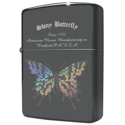 送料無料メール便 ジッポー オイルライター レインボーバタフライ ドット DT-BK