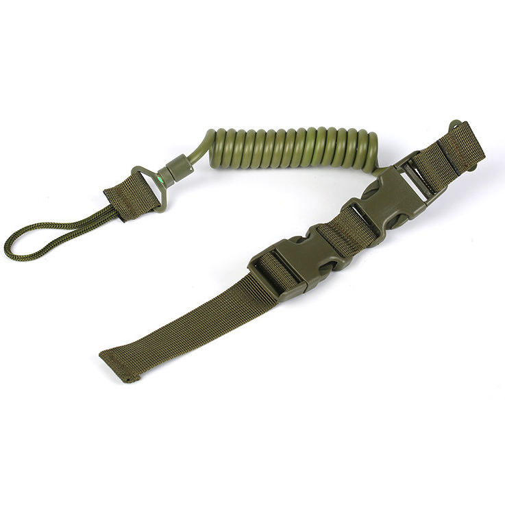 送料無料（北海道沖縄離島除く）ピストルランヤード スパイラルコード ピストルコード PISTOL LANYARD サバゲー 脱落防止 オリーブx1本