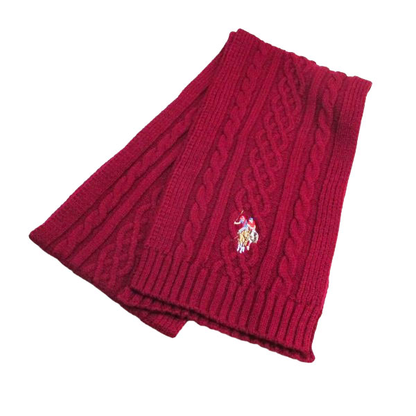 送料無料メール便 箱無し マフラー アクリル100% 180x20cm uspa2014-447166 レッド U.S. POLO ASSN.(ユーエス ポロ アッスン)メンズ レディース ワンポイント刺繍