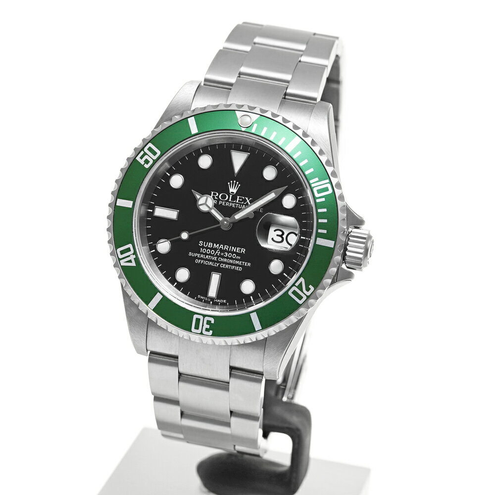 未使用品 ロレックス グリーンサブマリーナー デイト テープ付き D番 2005年製造 箱・保証書付き Ref.16610LV カーミット メンズ 腕時計