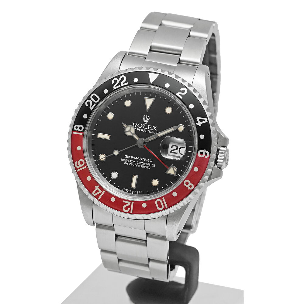 1996年保証書付き ROLEX GMTマスター2 赤黒ベゼル コーク W番 Ref.16710 中古品 メンズ 腕時計