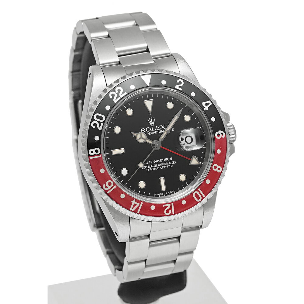 1996年保証書付き ROLEX GMTマスター2 赤黒ベゼル コーク W番 Ref.16710 中古品 メンズ 腕時計