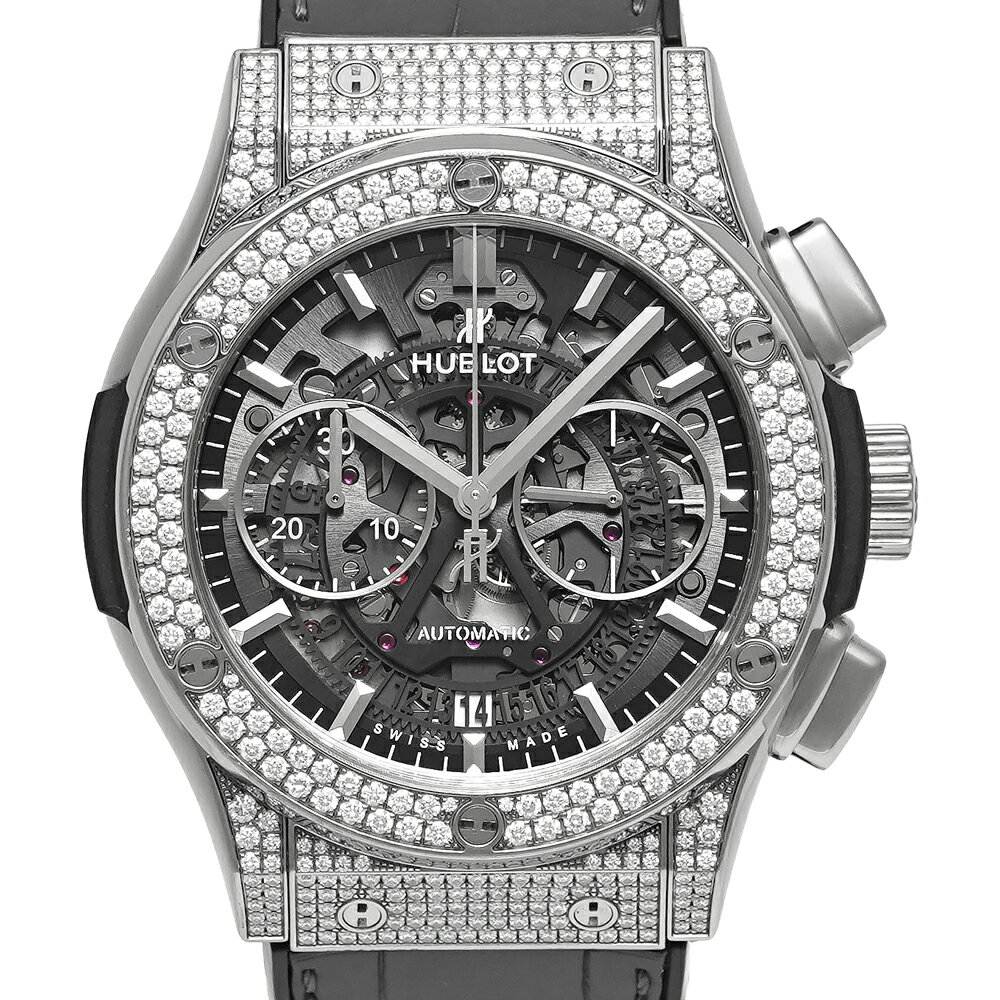 HUBLOT クラシックフュージョン アエロフュージョン クロノグラフ チタニウム パヴェ ダイヤモンド Ref.525.NX.0170.LR.1704 中古品 メンズ 腕時計