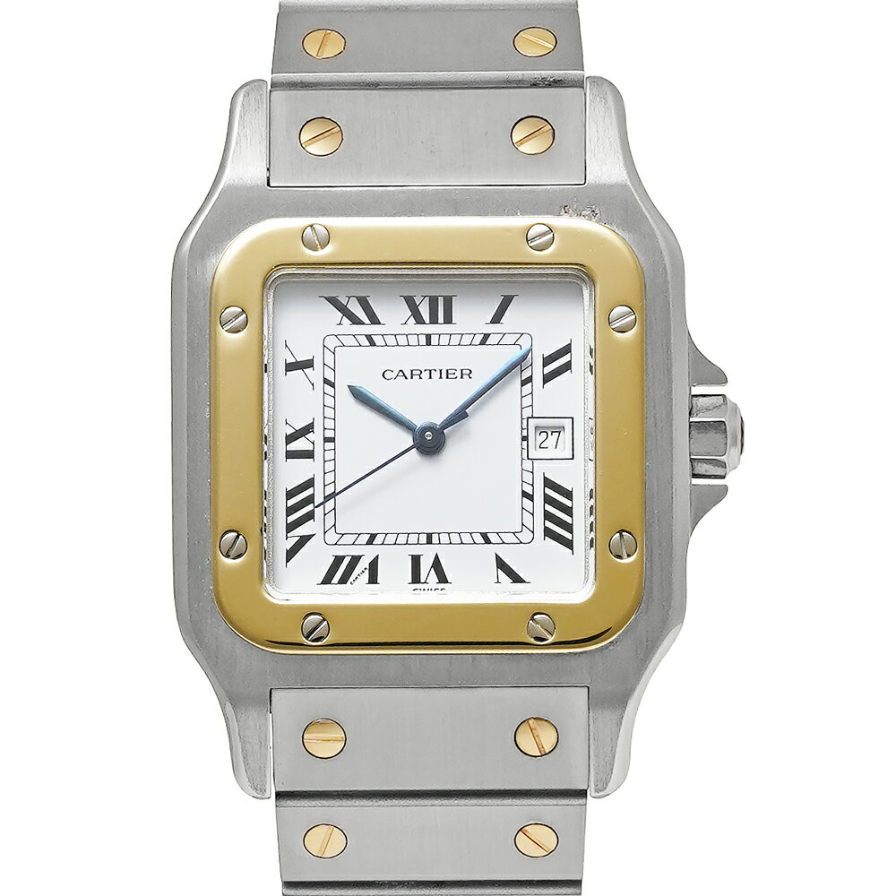 Cartier サントスカレ LM Ref.**** 中古品 ホワイト メンズ 腕時計