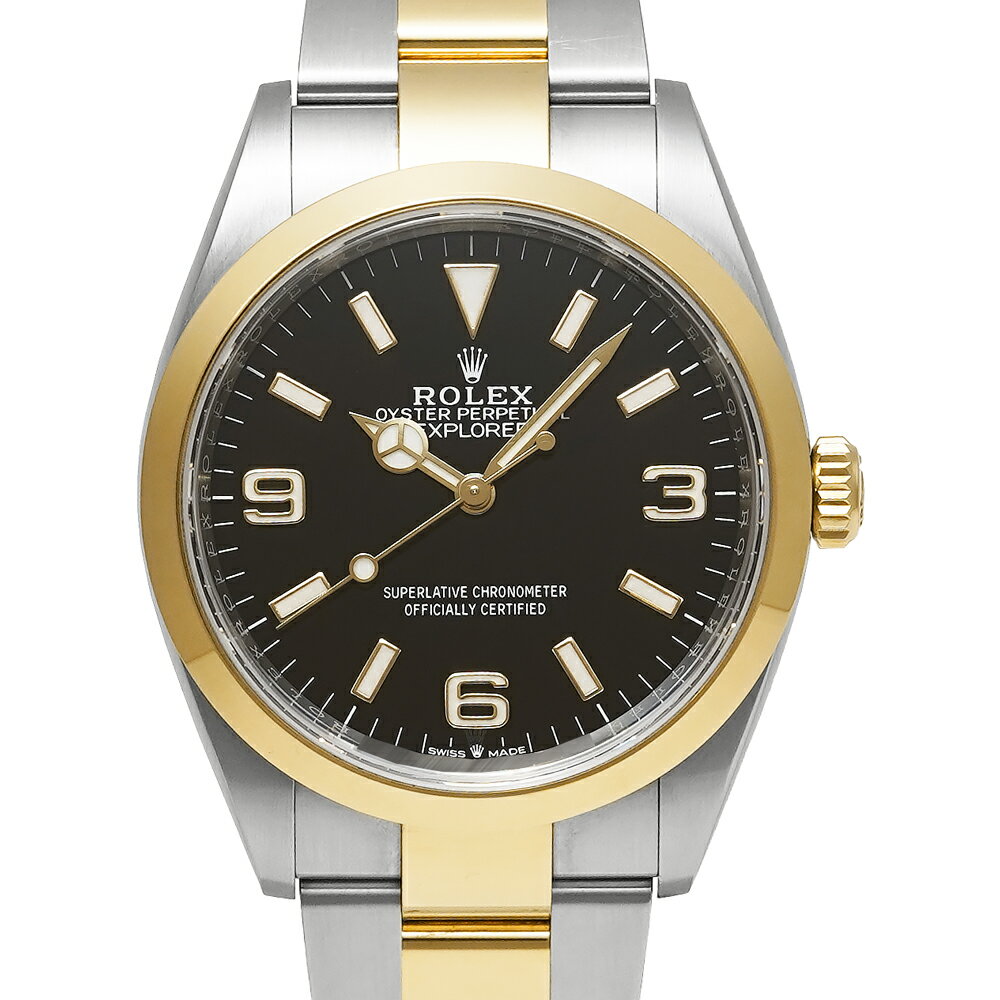 保証書付き ROLEX エクスプローラー1 36mm イエローロレゾール Ref.124273 ブラック 中古品 メンズ 腕時計