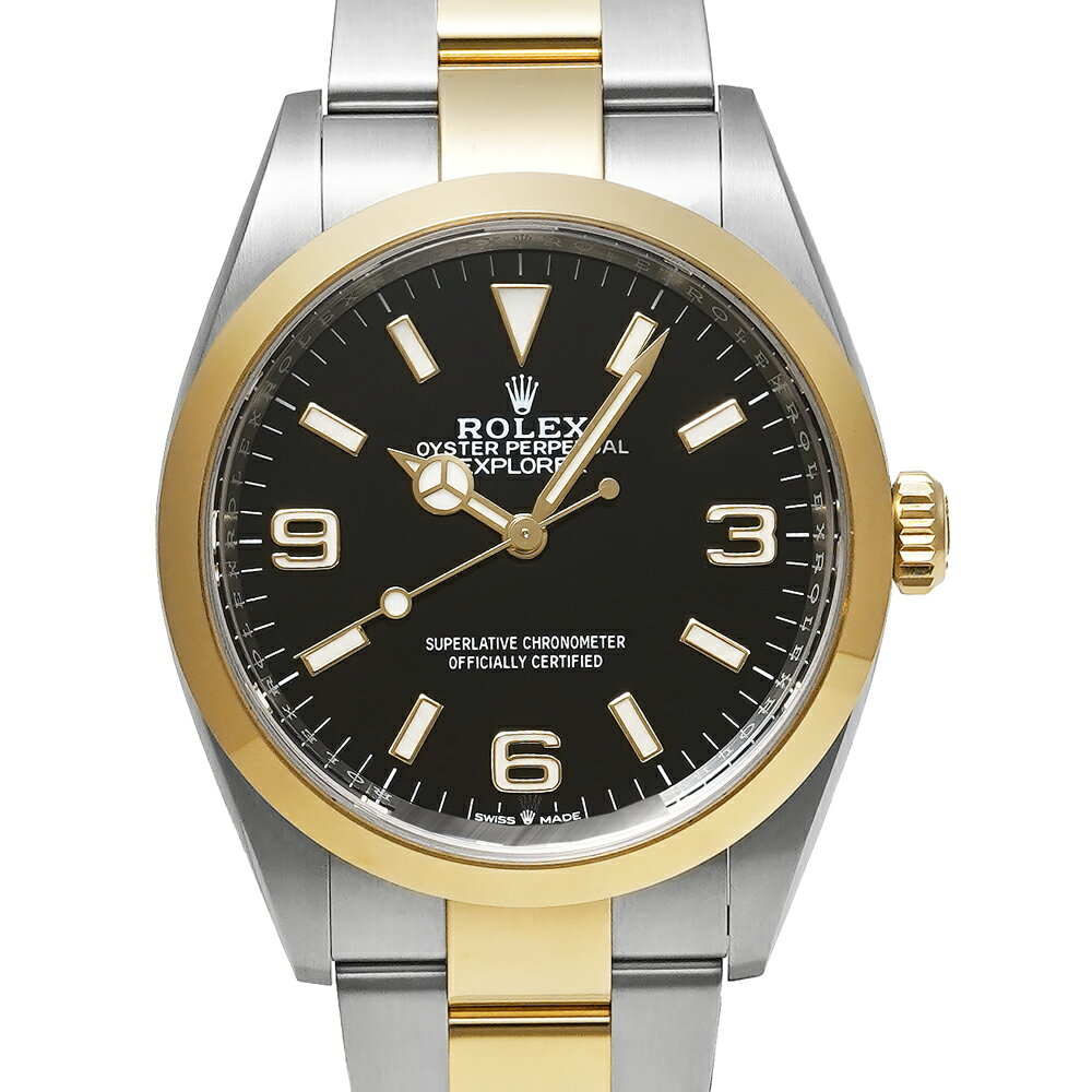 保証書付き ROLEX エクスプローラー1 36mm イエローロレゾール Ref.124273 ブラック 中古品 メンズ 腕時計