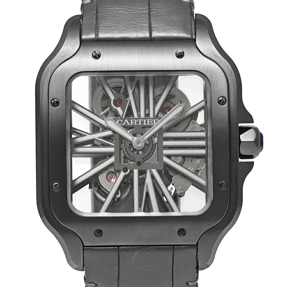 箱・国内正規保証書・替えのベルト付き Cartier サントス ドゥ カルティエ LM Ref.WHSA0009 スケルトン 中古品 メンズ 腕時計