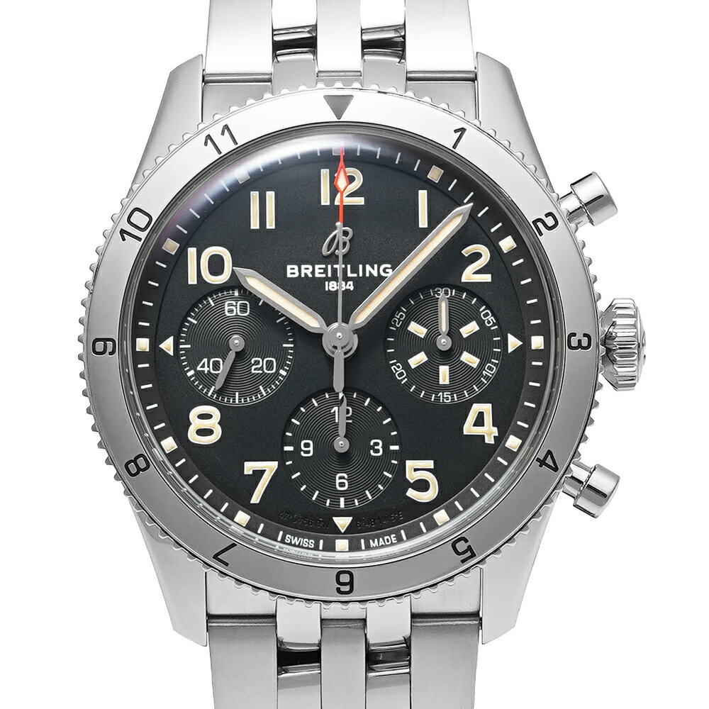 F, H, W - BREITLING クラシック アヴィ クロノグラフ 42 P-51 マスタング Ref.A23380(A233803A1B1A1) ブラック 中古品 メンズ 腕時計