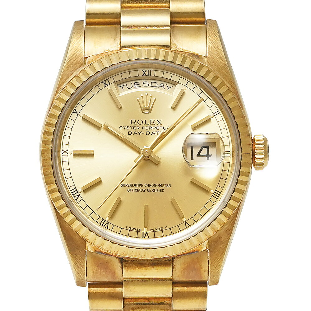 内箱・1996年保証書付き ROLEX デイデイト W番 Ref.18238 シャンパンゴールド 中古品 メンズ 腕時計