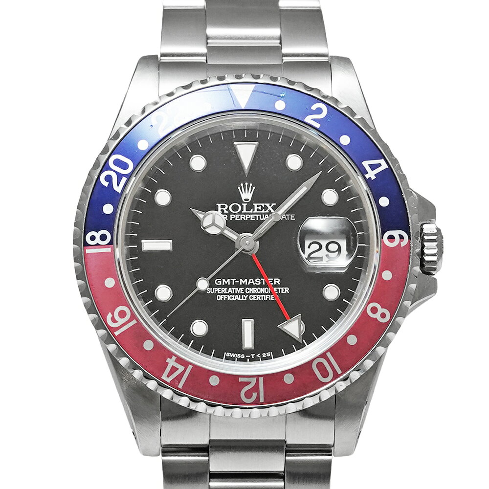S番 箱・保証書付き ROLEX GMTマスター ペプシ Ref.16700 中古品 ブラック メンズ 腕時計