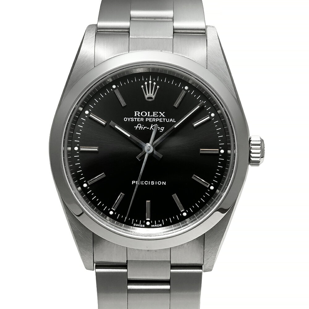 P番 箱・保証書付き ROLEX エアキング Ref.14000 中古品 ブラック メンズ 腕時計
